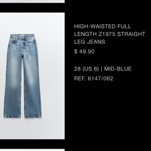 Zara Mid-Blue Straight Leg Jeans